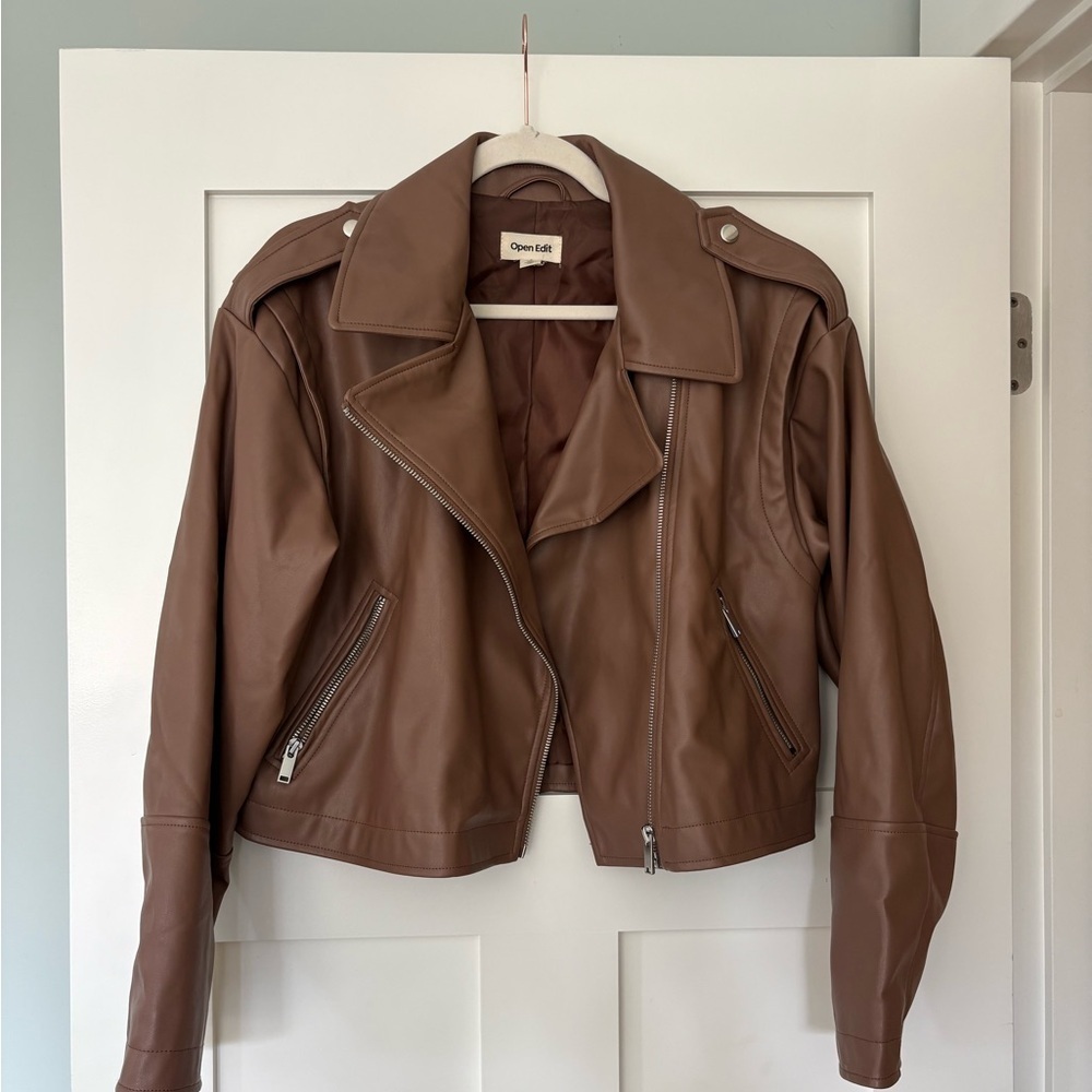 Open Edit Vegan Leather Jacket Sz SM - Picture 3 of 7